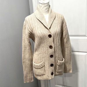 10 Wool Button Cable Knit Cardigan 